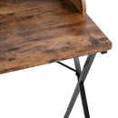Vintage Brown Mesh Back Desk - Industrial X-Leg Design