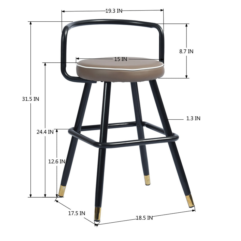 BALLON PU upholstery Counter Barstool(set of 2)-HomyCasa