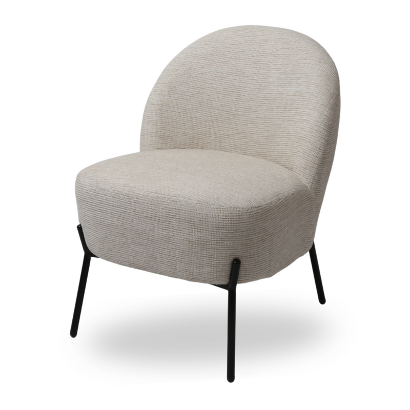 Beige Fabric Accent Chair with Black Painted Legs – Comfortable & Stylish
