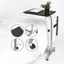 Adjustable Rolling Bedside Table with Black, Vintage Brown, or Wood Top - Compact and Mobile