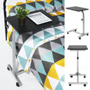 Adjustable Rolling Bedside Table with Black, Vintage Brown, or Wood Top - Compact and Mobile