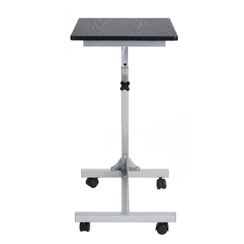 Adjustable Rolling Bedside Table with Black, Vintage Brown, or Wood Top - Compact and Mobile