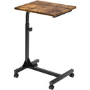 Adjustable Rolling Bedside Table with Black, Vintage Brown, or Wood Top - Compact and Mobile