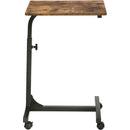 Adjustable Rolling Bedside Table with Black, Vintage Brown, or Wood Top - Compact and Mobile