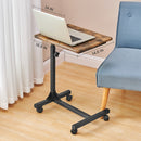 Adjustable Rolling Bedside Table with Black, Vintage Brown, or Wood Top - Compact and Mobile