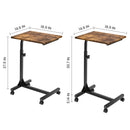 Adjustable Rolling Bedside Table with Black, Vintage Brown, or Wood Top - Compact and Mobile