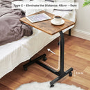 Adjustable Rolling Bedside Table with Black, Vintage Brown, or Wood Top - Compact and Mobile