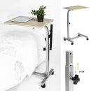 Adjustable Rolling Bedside Table with Black, Vintage Brown, or Wood Top - Compact and Mobile