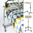 Adjustable Rolling Bedside Table with Black, Vintage Brown, or Wood Top - Compact and Mobile