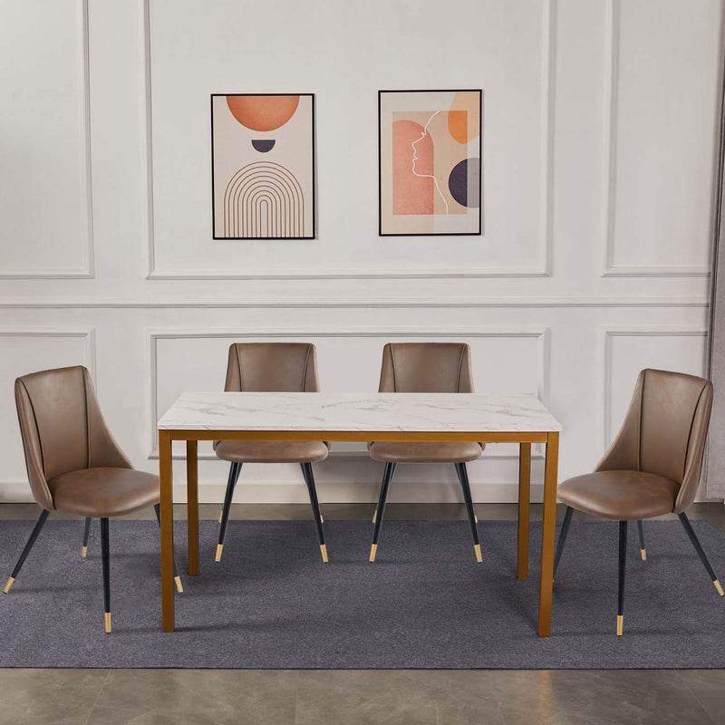 BRANDT Marble Dining Table with Gold Legs – 120 cm Length