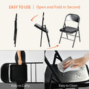 Set of 2/6 Foldable Black Metal Chairs – Heavy Duty, Ergonomic