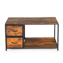 Modern 39.37in Length Storage Console with 2 Drawers and Metal Frame