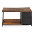 Modern 39.37in Length Storage Console with 2 Drawers and Metal Frame