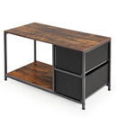 Modern 39.37in Length Storage Console with 2 Drawers and Metal Frame