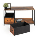 Modern 39.37in Length Storage Console with 2 Drawers and Metal Frame