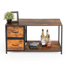 Modern 39.37in Length Storage Console with 2 Drawers and Metal Frame