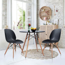 Modern Round Dining Table with Black or White Top and Wooden Legs