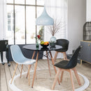 Modern Round Dining Table with Black or White Top and Wooden Legs