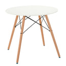 Modern Round Dining Table with Black or White Top and Wooden Legs