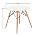 Modern Round Dining Table with Black or White Top and Wooden Legs
