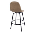 Modern 38in Barstools Set of 2 with Brown Faux Leather Seat and Black Metal Frame