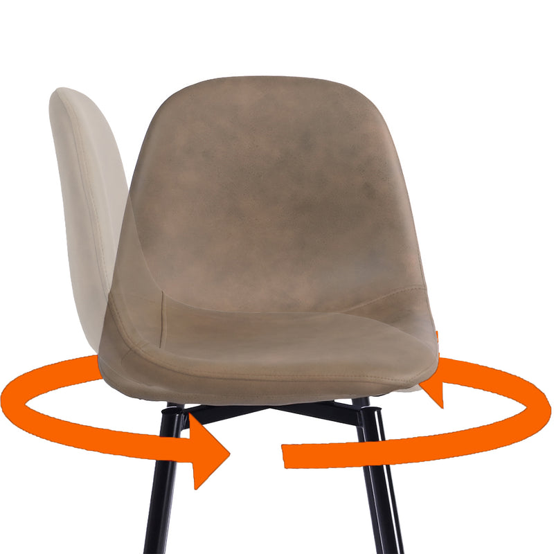 Modern 38in Barstools Set of 2 with Brown Faux Leather Seat and Black Metal Frame
