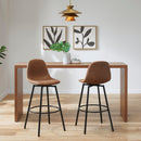 28in Height Set of 2 Modern Swivel Bar Stools with Upholstered Seats