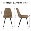 Set of 2/4 Brown PU Dining Chairs – 250 lb Weight Capacity, Black Metal Legs, Modern Design