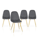 Set of 4 Charles Charcoal Dining Chairs – 250 lb Weight Capacity, Breathable Back Design, Gold Metal Legs, Modern Style