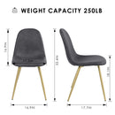 Set of 4 Charles Charcoal Dining Chairs – 250 lb Weight Capacity, Breathable Back Design, Gold Metal Legs, Modern Style