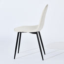 5-Piece Dining Set – Faux Marble Table with Beige Fabric Chairs | Contemporary & Stylish