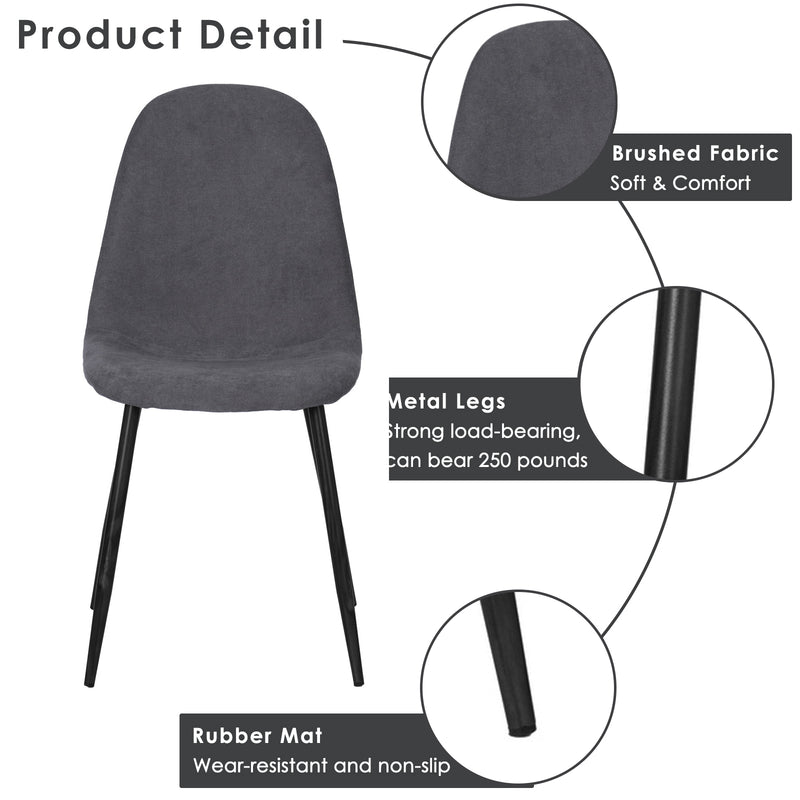 Modern 5-Piece Dining Set with Grey Upholstered Chairs