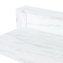 Modern White Marble Vanity Table with Gold Legs and Round Mirror