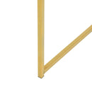 Modern White Marble Vanity Table with Gold Legs and Round Mirror