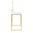 Modern White Marble Vanity Table with Gold Legs and Round Mirror