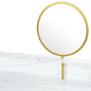 Modern White Marble Vanity Table with Gold Legs and Round Mirror