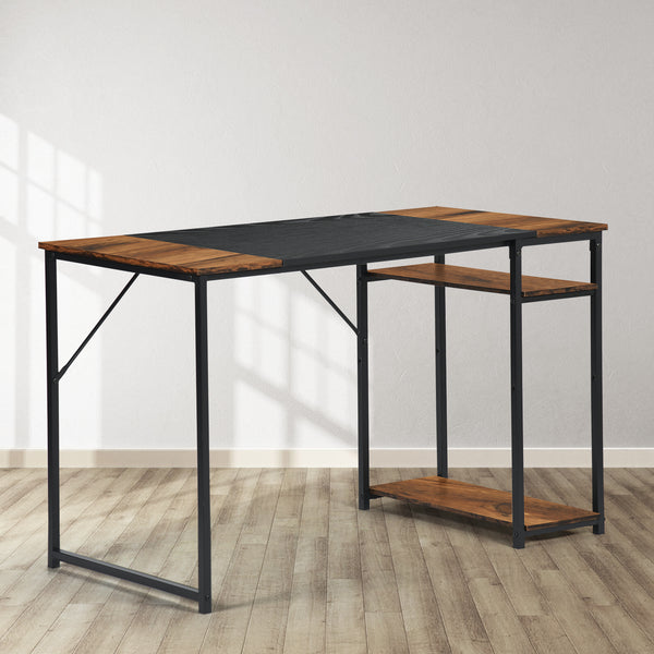 120CM Modern Industrial Style Desk – Sturdy and Stylish Workspace Solution, Black Brown/Black White