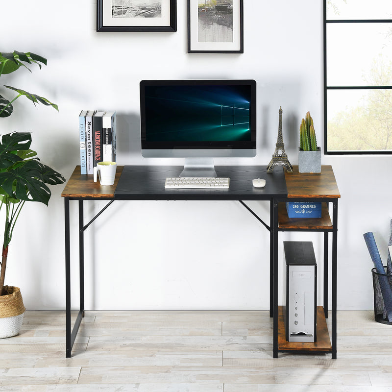 140CM Modern Industrial Style Desk – Spacious and Stylish Workspace Solution，Black Brown/Black White