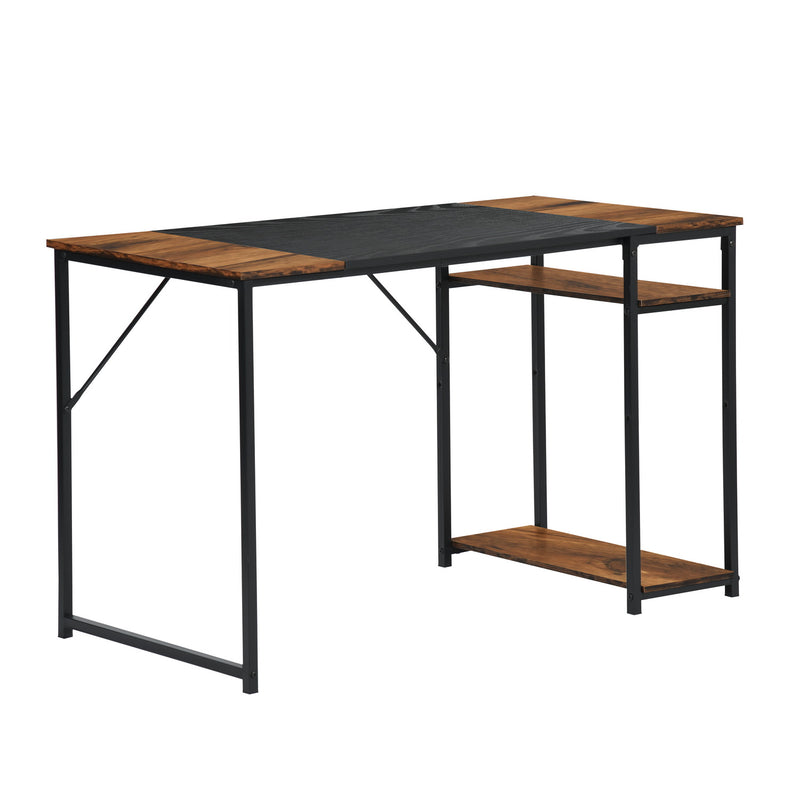 140CM Modern Industrial Style Desk – Spacious and Stylish Workspace Solution，Black Brown/Black White