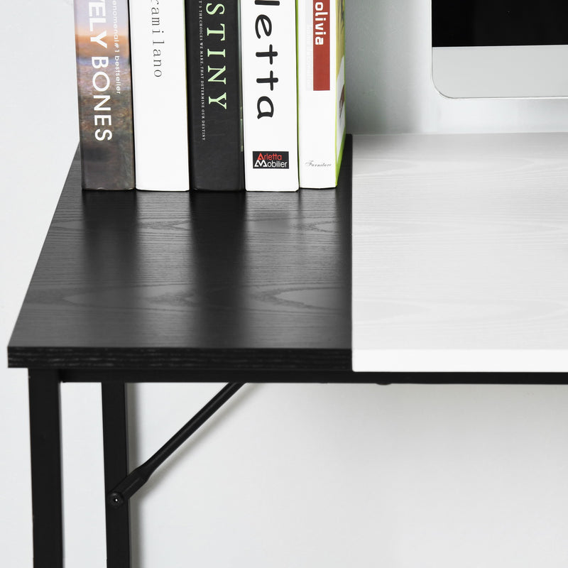 140CM Modern Industrial Style Desk – Spacious and Stylish Workspace Solution，Black Brown/Black White