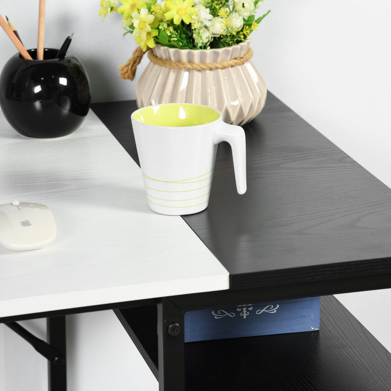140CM Modern Industrial Style Desk – Spacious and Stylish Workspace Solution，Black Brown/Black White