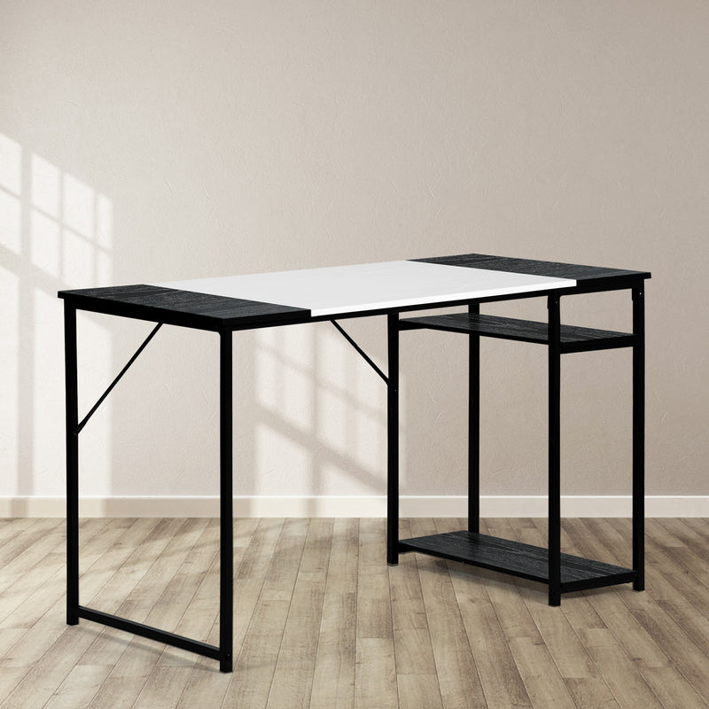 140CM Modern Industrial Style Desk – Spacious and Stylish Workspace Solution，Black Brown/Black White
