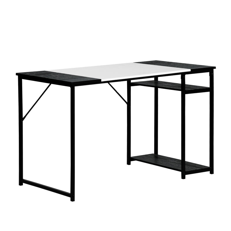 140CM Modern Industrial Style Desk – Spacious and Stylish Workspace Solution，Black Brown/Black White