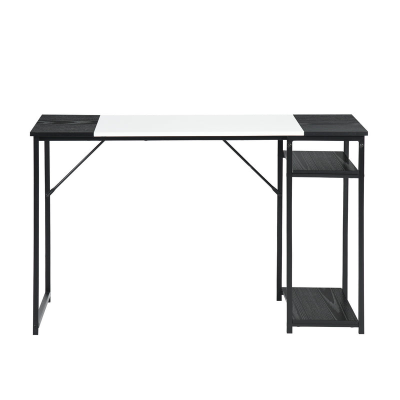 140CM Modern Industrial Style Desk – Spacious and Stylish Workspace Solution，Black Brown/Black White