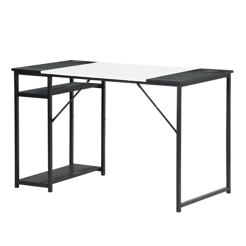 140CM Modern Industrial Style Desk – Spacious and Stylish Workspace Solution，Black Brown/Black White