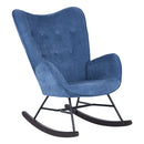 EPPING Rocking Chair - Blue Fabric with Walnut Wood Base