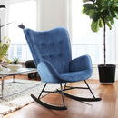 EPPING Rocking Chair - Blue Fabric with Walnut Wood Base