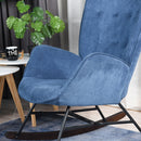 EPPING Rocking Chair - Blue Fabric with Walnut Wood Base