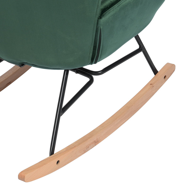 Epping Green Velvet Rocking Chair – Modern Wingback Nursery & Lounge Chair