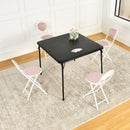 Folding PVC Dining Table with Black Steel Frame – 86x86 cm, Easy Storage